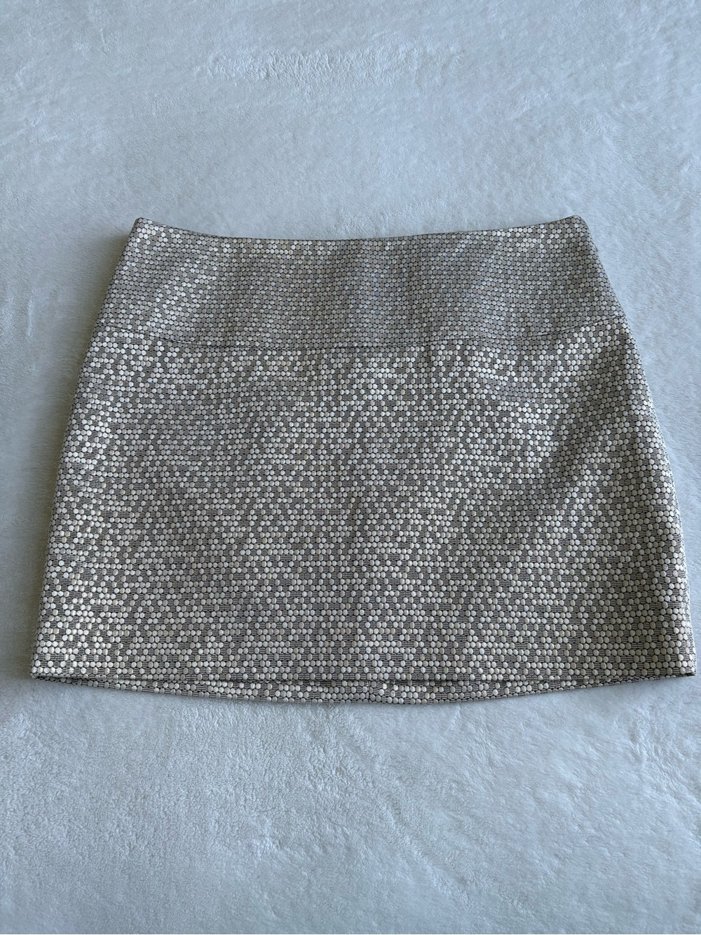 Vintage Express Metallic Knit Mini Skirt Silver Gold Size 4